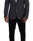 Dolce & Gabbana Elegant Gray Wool Blazer with Bee Crown Embroidery