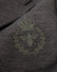 Dolce & Gabbana Elegant Gray Wool Blazer with Bee Crown Embroidery