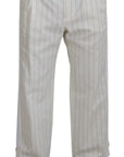 Dolce & Gabbana Elegant White Striped MainLine Trousers