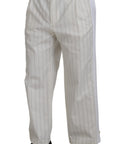 Dolce & Gabbana Elegant White Striped MainLine Trousers