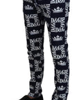 Dolce & Gabbana Elegant Crown Print Denim Pants