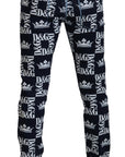 Dolce & Gabbana Elegant Crown Print Denim Pants