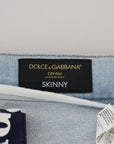 Dolce & Gabbana Elegant Crown Print Denim Pants