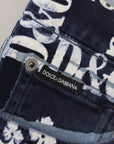Dolce & Gabbana Elegant Crown Print Denim Pants