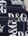 Dolce & Gabbana Elegant Crown Print Denim Pants