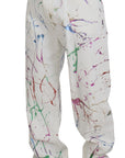 Dolce & Gabbana Chic White Splash Print Denim Pants