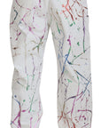 Dolce & Gabbana Chic White Splash Print Denim Pants