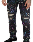 Dolce & Gabbana Elegant Multicolor Printed Denim Pants