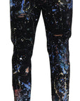 Dolce & Gabbana Exquisite Color Splash Print Denim Pants
