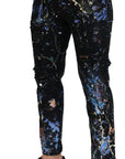 Dolce & Gabbana Exquisite Color Splash Print Denim Pants