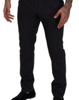 Dolce & Gabbana Elegant Dark Grey Wool Silk Pants