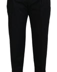 Dolce & Gabbana Sleek Black Italian Designer Pants with Side Buckle