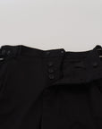 Dolce & Gabbana Sleek Black Italian Designer Pants with Side Buckle