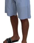 Dolce & Gabbana Elegant Light Blue Linen-Cotton Summer Shorts