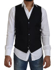 Dolce & Gabbana Elegant Black Formal Wool-Silk Dress Vest