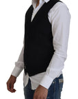 Dolce & Gabbana Elegant Black Formal Wool-Silk Dress Vest