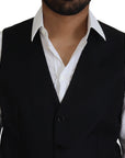 Dolce & Gabbana Elegant Black Formal Wool-Silk Dress Vest