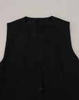 Dolce & Gabbana Elegant Black Formal Wool-Silk Dress Vest
