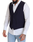 Dolce & Gabbana Elegant Dark Blue Formal Dress Vest