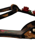 Dolce & Gabbana Floral Embellished Leopard T-Strap Sandals