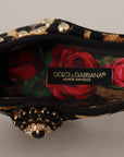Dolce & Gabbana Floral Embellished Leopard T-Strap Sandals