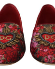 Dolce & Gabbana Multicolor Leather and Fabric Flats with Sacred Heart Patch