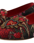 Dolce & Gabbana Multicolor Leather and Fabric Flats with Sacred Heart Patch