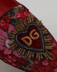 Dolce & Gabbana Multicolor Leather and Fabric Flats with Sacred Heart Patch