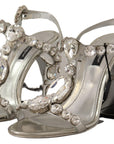 Dolce & Gabbana Crystal-Embellished Silver Leather Pumps