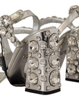 Dolce & Gabbana Crystal-Embellished Silver Leather Pumps