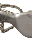Dolce & Gabbana Crystal-Embellished Silver Leather Pumps