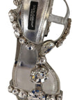 Dolce & Gabbana Crystal-Embellished Silver Leather Pumps