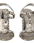Dolce & Gabbana Crystal-Embellished Silver Leather Pumps