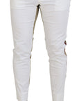Dolce & Gabbana Two-Tone White & Brown Chic Cotton Pants