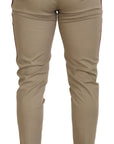 Dolce & Gabbana Two-Tone White & Brown Chic Cotton Pants