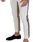 Dolce & Gabbana Two-Tone White & Brown Chic Cotton Pants