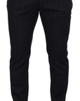Dolce & Gabbana Elegant Black Striped Wool Blend Trousers