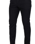 Dolce & Gabbana Elegant Black Striped Wool Blend Trousers