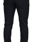 Dolce & Gabbana Elegant Black Striped Wool Blend Trousers