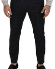 Dolce & Gabbana Elegant Black Striped Wool Blend Trousers