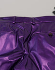 Dolce & Gabbana Elegant Shining Purple Straight Fit Pants