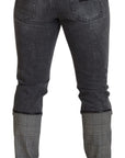 Dolce & Gabbana Elegant Grey Checkered Denim Treasure