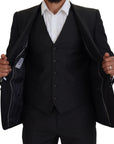 Dolce & Gabbana Elegant Gray Martini Three-Piece Wool Silk Suit