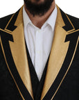 Dolce & Gabbana Elegant Black & Gold Slim Fit 3 Piece Suit