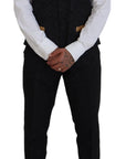 Dolce & Gabbana Elegant Black & Gold Slim Fit 3 Piece Suit