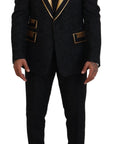 Dolce & Gabbana Elegant Black & Gold Slim Fit 3 Piece Suit