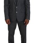 Dolce & Gabbana Sleek Silver Martini Slim Fit Three-Piece Suit