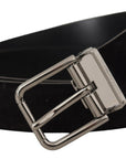 Dolce & Gabbana Elegant Black Leather Grosgrain Belt
