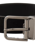 Dolce & Gabbana Elegant Black Leather Grosgrain Belt