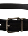 Dolce & Gabbana Elegant Black Leather Belt with Silver Tone Buckle